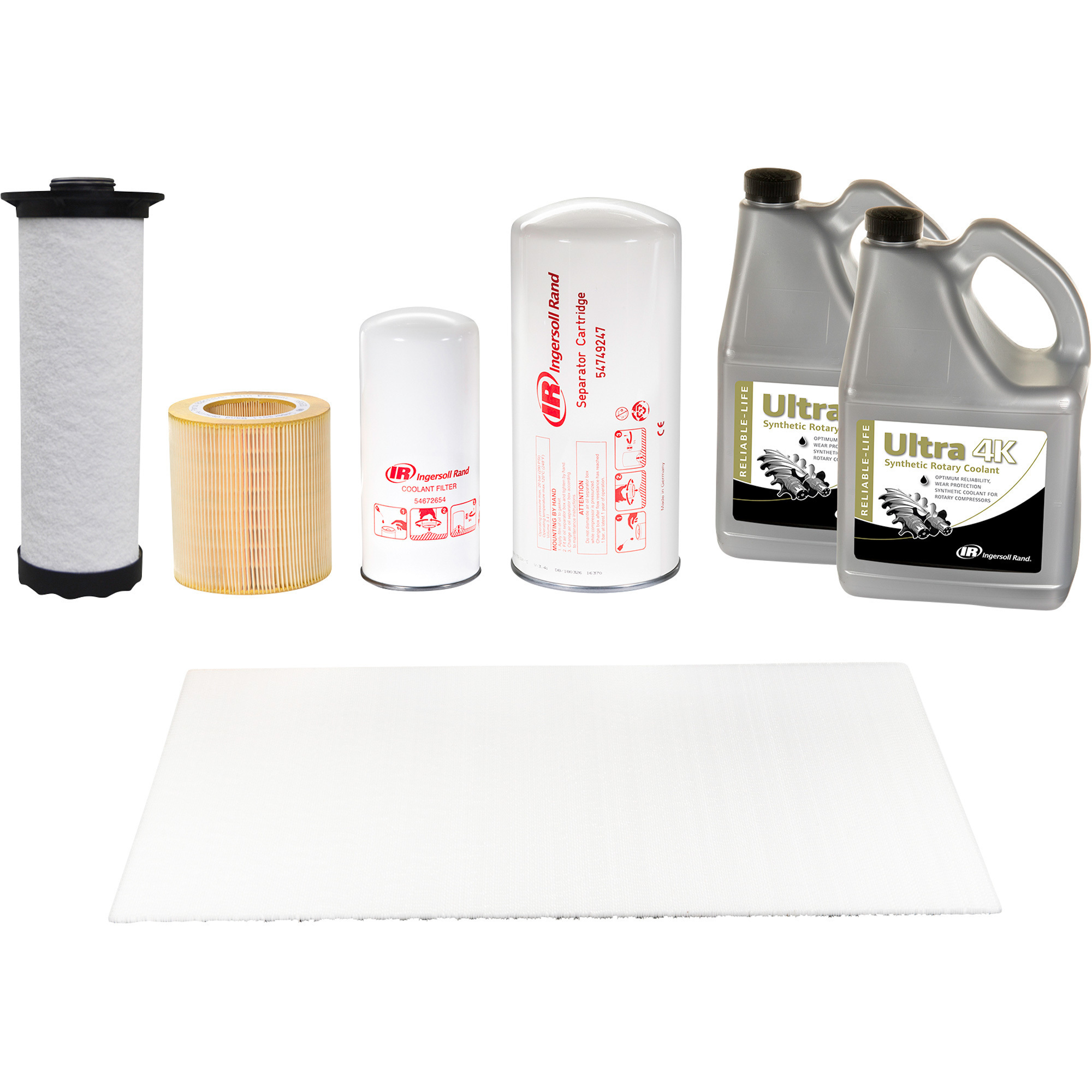 Ingersoll Rand OEM Maintenance Kit for UP6 15-30 HP Compressor (TAS Gauge Replacement Indicator) with Ultra 4K Lubricant, Model# 47735470001